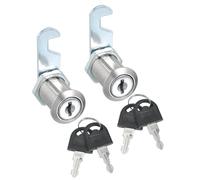 sourcing map 1 Inch Cabinet Cam Lock with Key, Keyed Different Cam Replacement Lock Cylinder Tubular Toolbox Locks for RV Drawer Storage Cart Mailbox, Silver Pack of 2