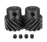 sourcing map 1 Mod 12T 5mm Bore Helical Gears Set, 2 Pcs 45 Degree Left Hand and Right Hand Staggered Shaft Spiral Gear with M4 Screw for Mechanical Rotation (Round Shaft)