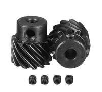 sourcing map 1 Mod 12T 5mm Bore Helical Gears Set, 2 Pcs 45 Degree Left Hand Staggered Shaft Spiral Gear with M4 Screw for Mechanical Rotation (Round Shaft)