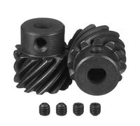sourcing map 1 Mod 12T 5x4.5mm Bore Helical Gears Set, 2 Pcs 45 Degree Right Hand Staggered Shaft Spiral Gear with M4 Screw for Mechanical Rotation (D Shaft)
