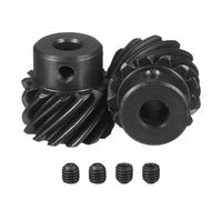 sourcing map 1 Mod 12T 6mm Bore Helical Gears Set, 2 Pcs 45 Degree Right Hand Staggered Shaft Spiral Gear with M4 Screw for Mechanical Rotation (Round Shaft)
