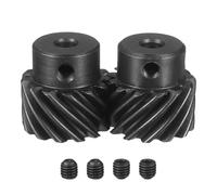 sourcing map 1 Mod 13T 5mm Bore Helical Gears Set, 2 Pcs 45 Degree Left Hand and Right Hand Staggered Shaft Spiral Gear with M4 Screw for Mechanical Rotation (Round Shaft)