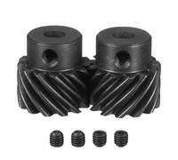 sourcing map 1 Mod 13T 6x5.5mm Bore Helical Gears Set, 2 Pcs 45 Degree Left Hand and Right Hand Staggered Shaft Spiral Gear with M4 Screw for Mechanical Rotation (D Shaft)