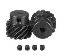 sourcing map 1 Mod 14T 5x4.5mm Bore Helical Gears Set, 2 Pcs 45 Degree Right Hand Staggered Shaft Spiral Gear with M4 Screw for Mechanical Rotation (D Shaft)