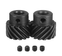 sourcing map 1 Mod 14T 8mm Bore Helical Gears Set, 2 Pcs 45 Degree Left Hand and Right Hand Staggered Shaft Spiral Gear with M4 Screw for Mechanical Rotation (Round Shaft)