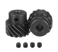 sourcing map 1 Mod 14T 8mm Bore Helical Gears Set, 2 Pcs 45 Degree Left Hand Staggered Shaft Spiral Gear with M4 Screw for Mechanical Rotation (Round Shaft)