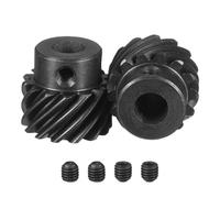 sourcing map 1 Mod 14T 8x7.5mm Bore Helical Gears Set, 2 Pcs 45 Degree Right Hand Staggered Shaft Spiral Gear with M4 Screw for Mechanical Rotation (D Shaft)