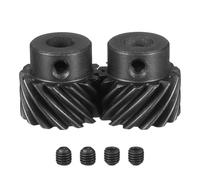 sourcing map 1 Mod 14T 8x7mm Bore Helical Gears Set, 2 Pcs 45 Degree Left Hand and Right Hand Staggered Shaft Spiral Gear with M4 Screw for Mechanical Rotation (D Shaft)