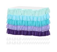 sourcing map 1 Pack 9ft Blue-Purple Tutu Table Skirt, Ruffle Tablecloth for Rectangle or Round Table Cover for Birthday Weddings Cake Dessert Table Decorations