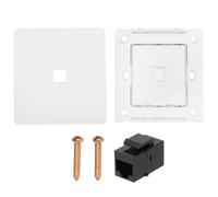 sourcing map 1 Pack Ethernet Wall Plate 1 Port, Single Gang Ethernet Wall Outlet Jack Cat6 Black RJ45 Coupler for Home Office, White