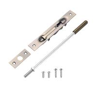 sourcing map 1 Pack Extension Flush Bolt with Rod, 10 Inch Stainless Steel Door Flush Bolt Latch Concealed Security Door Lock for Double French Doors, Composite, Wood Doors, Bronze