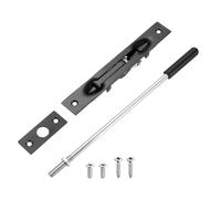 sourcing map 1 Pack Extension Flush Bolt with Rod, 10 Inch Stainless Steel Door Flush Bolt Latch Concealed Security Door Lock for Double French Doors, Composite, Wood Doors, Black