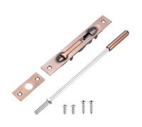 sourcing map 1 Pack Extension Flush Bolt with Rod, 10 Inch Stainless Steel Door Flush Bolt Latch Concealed Security Door Lock for Double French Doors, Composite, Wood Doors, Red Bronze