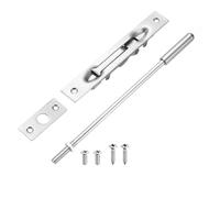 sourcing map 1 Pack Extension Flush Bolt with Rod, 10 Inch Stainless Steel Door Flush Bolt Latch Concealed Security Door Lock for Double French Doors, Composite, Wood Doors, Silver