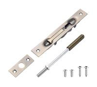 sourcing map 1 Pack Extension Flush Bolt with Rod, 6 Inch Stainless Steel Door Flush Bolt Latch Concealed Security Door Lock for Double French Doors, Composite, Wood Doors, Bronze