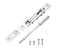 sourcing map 1 Pack Extension Flush Bolt with Rod, 6 Inch Stainless Steel Door Flush Bolt Latch Concealed Security Door Lock for Double French Doors, Composite, Wood Doors, Silver