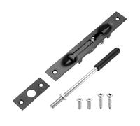 sourcing map 1 Pack Extension Flush Bolt with Rod, 6 Inch Stainless Steel Door Flush Bolt Latch Concealed Security Door Lock for Double French Doors, Composite, Wood Doors, Black