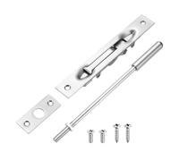 sourcing map 1 Pack Extension Flush Bolt with Rod, 8 Inch Stainless Steel Door Flush Bolt Latch Concealed Security Door Lock for Double French Doors, Composite, Wood Doors, Silver