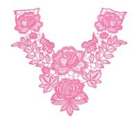 sourcing map 1 Pack Lace Applique Flower Patches, 32x32 cm Floral Sew on Embroidery Trim Appliques Fabric Collar Patch Motif for Wedding Gown Dress Bridal DIY Crafts Decoration, Rose Red