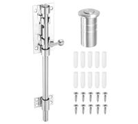 sourcing map 1-Pack Slide Bolt Latch, 10 in 304 Stainless Steel Barrel Bolt Latch Heavy Duty Door Latches Lock 12mm Dia Bar with Dust Container for Barn Wooden Fence Shed Door [Silver]