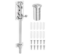 sourcing map 1-Pack Slide Bolt Latch, 12 in 304 Stainless Steel Barrel Bolt Latch Heavy Duty Door Latches Lock 14mm Dia Bar with Dust Container for Barn Wooden Fence Shed Door [Silver]