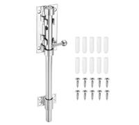 sourcing map 1-Pack Slide Bolt Latch, 8 in 304 Stainless Steel Barrel Bolt Latch Heavy Duty Door Latches Lock 14mm Dia Bar with Padlock Hole for Barn Wooden Fence Shed Door Garage [Silver]