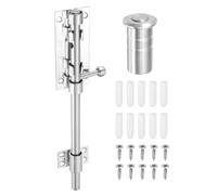 sourcing map 1-Pack Slide Bolt Latch, 8 in 304 Stainless Steel Barrel Bolt Latch Heavy Duty Door Latches Lock 12mm Dia Bar with Dust Container for Barn Wooden Fence Shed Door [Silver]
