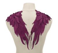 sourcing map 1 Pair 3D Large Angel Wing Applique, 6" x 15" Lace Applique Sew on Patch Embroidery Wing Trim for Sewing Accessories DIY Craft Fabric Wedding Dress Clothes Decoration, Deep Purple