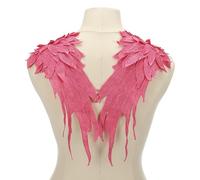 sourcing map 1 Pair 3D Large Angel Wing Applique, 6" x 15" Lace Applique Sew on Patch Embroidery Wing Trim for Sewing Accessories DIY Craft Fabric Wedding Dress Clothes Decoration, Hot Pink
