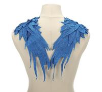 sourcing map 1 Pair 3D Large Angel Wing Applique, 6" x 15" Lace Applique Sew on Patch Embroidery Wing Trim for Sewing Accessories DIY Craft Fabric Wedding Dress Clothes Decoration, Blue