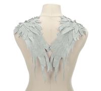 sourcing map 1 Pair 3D Large Angel Wing Applique, 6" x 15" Lace Applique Sew on Patch Embroidery Wing Trim for Sewing Accessories DIY Craft Fabric Wedding Dress Clothes Decoration, Silver Gray