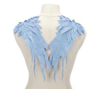 sourcing map 1 Pair 3D Large Angel Wing Applique, 6" x 15" Lace Applique Sew on Patch Embroidery Wing Trim for Sewing Accessories DIY Craft Fabric Wedding Dress Clothes Decoration, Sky Blue