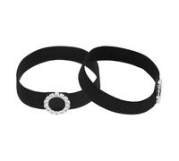 sourcing map 1 Pair High Heels Shoe Straps, Detachable Elastic Anti-Loose Shoe Band for Women High Heels Sandals Slippers, Black, Single Circle Rhinestone