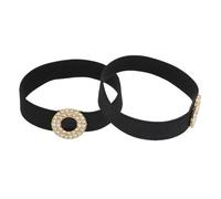 sourcing map 1 Pair High Heels Shoe Straps, Detachable Elastic Anti-Loose Shoe Band for Women High Heels Sandals Slippers, Black, Double Circle Rhinestone