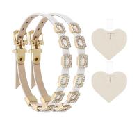 sourcing map 1 Pair High Heels Shoe Straps, PU Leather Rhinestone Detachable Ankle Shoe Strap Band for Women High Heels Loose Shoes Sandals, Glossy White