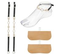 sourcing map 1 Pair High Heels Shoe Straps, PU Leather Rhinestone Detachable Ankle Shoe Strap Band for Women High Heels Loose Shoes Sandals, Black + Pearl