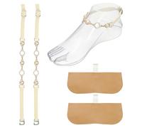 sourcing map 1 Pair High Heels Shoe Straps, PU Leather Rhinestone Detachable Ankle Shoe Strap Band for Women High Heels Loose Shoes Sandals, Beige + Pearl