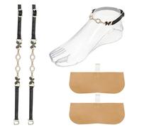 sourcing map 1 Pair High Heels Shoe Straps, PU Leather Rhinestone Detachable Ankle Shoe Strap Band for Women High Heels Loose Shoes Sandals, Black + Butterfly