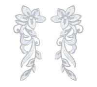 sourcing map 1 Pair Sequin Flower Patches, 12 in Dancing Sequin Applique Patch Iron on Applique Sewing Embroidered Patches for Stage Wedding Drama Dress Jackets, Silver