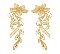 sourcing map 1 Pair Sequin Flower Patches, 12 in Dancing Sequin Applique Patch Iron on Applique Sewing Embroidered Patches for Stage Wedding Drama Dress Jackets, Gold