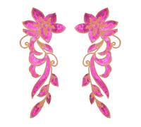 sourcing map 1 Pair Sequin Flower Patches, 12 in Dancing Sequin Applique Patch Iron on Applique Sewing Embroidered Patches for Stage Wedding Drama Dress Jackets, Rose Red