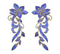sourcing map 1 Pair Sequin Flower Patches, 12 in Dancing Sequin Applique Patch Iron on Applique Sewing Embroidered Patches for Stage Wedding Drama Dress Jackets, Sapphire Blue