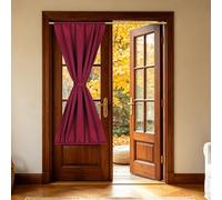 sourcing map 1 PC French Door Curtain, 107 x 203cm Blackout Thermal Insulated Energy Saving Drape Polyester Rod Pocket Curtains & Drapes for Kitchen Front Door Window Treatments, Burgundy