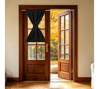 sourcing map 1 PC French Door Curtain, 76.5 x 102cm Blackout Thermal Insulated Energy Saving Drape Polyester Rod Pocket Curtains & Drapes for Kitchen Front Door Window Treatments, Black