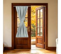 sourcing map 1 PC French Door Curtain, 76.5 x 163cm Blackout Thermal Insulated Energy Saving Drape Polyester Rod Pocket Curtains & Drapes for Kitchen Front Door Window Treatments, Silver-gray