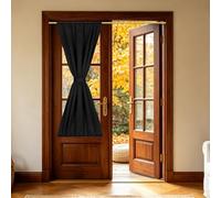 sourcing map 1 PC French Door Curtain, 76.5 x 163cm Blackout Thermal Insulated Energy Saving Drape Polyester Rod Pocket Curtains & Drapes for Kitchen Front Door Window Treatments, Black