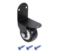 sourcing map 1 Pc Side Mount Casters, 2 Inch Fixed Castor Wheel with l Shape Plate, Universal Fit Replacement for Furniture, Luggage, Wooden Gates and Doors (Black)