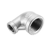 sourcing map 1 Pcs 1/2" PT Female x 1/4" PT Female 90 Degree Elbow Stainless Steel Water Pipe Fittings Air Hose PVC Tube Cast