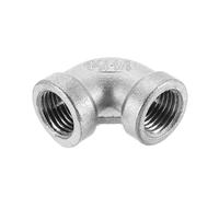 sourcing map 1 Pcs 1/4" PT Female 90 Degree Elbow Stainless Steel Water Pipe Fittings Air Hose PVC Tube Cast