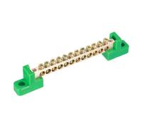 sourcing map 1 Pcs 12 Positions Bridge Design Terminal Bus Bar Terminal Block Brass Wire Screw Grounding Strip for Electrical Distribution Green 120x12x22mm